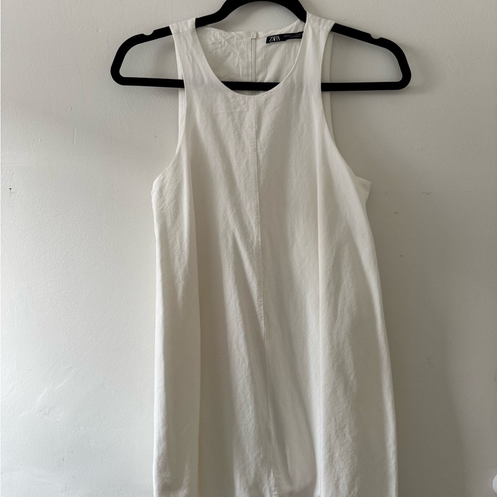 Zara White Linen Tank Dress